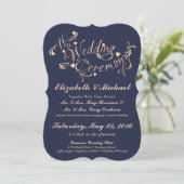 ネイビーブルーアンドピーチ結婚式招待状 招待状 (スタンド正面)