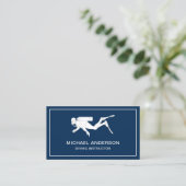 ネイビーブルーアンドホワイトスキューバダイビングインストラクター 名刺 (スタンド正面)