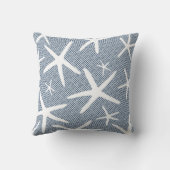 ネイビーブルーアンドホワイトヒトデビーチハウス クッション (裏面)