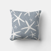 ネイビーブルーアンドホワイトヒトデビーチハウス クッション (正面)