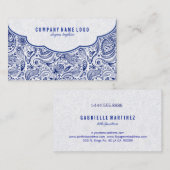 ネイビーブルーアンドホワイトフローラペイズリー 名刺 (正面/裏面)