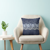 ネイビーブルーアンドホワイトレース クッション (椅子)