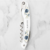 ネイビーブルーアンドホワイトローズブライダルシャワー ソムリエナイフ (正面)