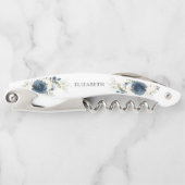 ネイビーブルーアンドホワイトローズブライダルシャワー ソムリエナイフ (正面)