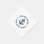 ネイビーブルーアンドホワイトヴィンテージ航海のボートいかり スタンダードカクテルナプキン (角)