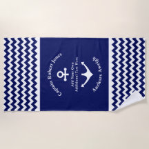 ネイビーブルーアンドホワイト航海のいかりカスタム文字