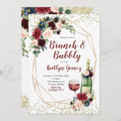 ネイビーブルーアンドマルサラワインブライダルシャワー 招待状 (正面/裏面)