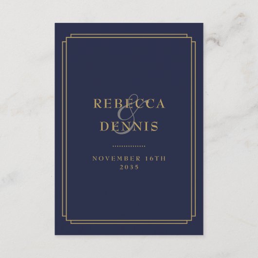 ネイビーブルーアンド金ゴールド結婚デコズゲスト詳細 エンクロージャーカード (裏面)