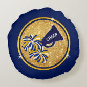 ネイビーブルーアンド金ゴールド、応援コーチギフトアイディア、応援 ラウンドクッション (裏面)
