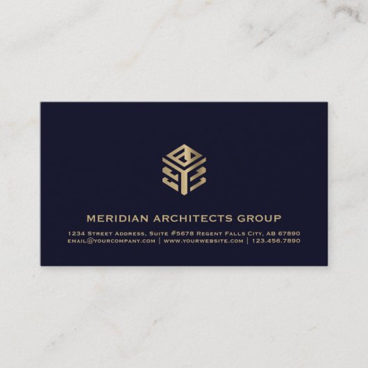 ネイビーブルーアーキテクトエレガンスカード 名刺 (正面)