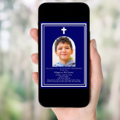 ネイビーブルーアーチフォトボーイファースト聖餐式 招待状