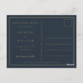 ネイビーブルーアーチ写真を保存する日付はがき ポストカード (裏面)