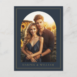 ネイビーブルーアーチ写真を保存する日付はがき ポストカード