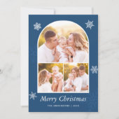ネイビーブルーアーモダンチフォトフレームメリークリスマス シーズンカード (正面)
