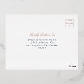 ネイビーブルーアールデコピーコックバラ金ゴールドRsvpカード 箔シーズンポストカード (裏面)