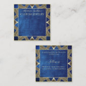 ネイビーブルーアールデコ大型イヤリングディスプレイカード スクエア名刺 (正面/裏面)