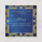 ネイビーブルーアールデコ大型イヤリングディスプレイカード スクエア名刺 (裏面)