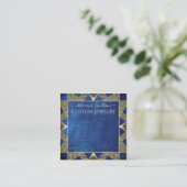 ネイビーブルーアールデコ大型イヤリングディスプレイカード スクエア名刺 (スタンド正面)