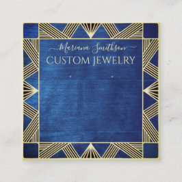 ネイビーブルーアールデコ大型イヤリングディスプレイカード スクエア名刺