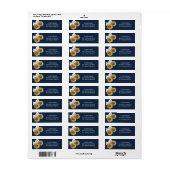 ネイビーブルーイエローひまわり春の花束 ウェディング ラベル (フルシート)