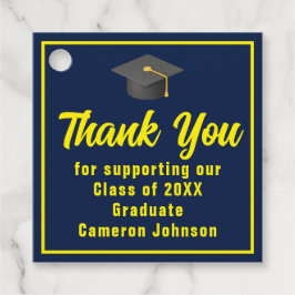 ネイビーブルーイエローカスタム卒業パーティー フェイバータグ