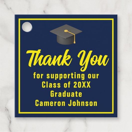 ネイビーブルーイエローカスタム卒業パーティー フェイバータグ (正面)