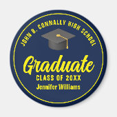 ネイビーブルーイエローカスタム卒業パーティー マグネット (正面)