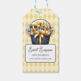 ネイビーブルーイエローギフトバスケット ギフトタグ