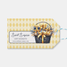 ネイビーブルーイエローギフトバスケット ギフトタグ