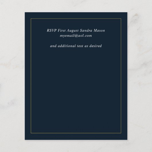 ネイビーブルーイエローサンフラワーウェディング招待状 (裏面)