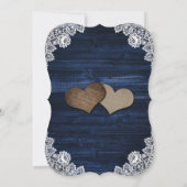 ネイビーブルーイエローサンフラワーウッドレースブライダルシャワー 招待状 (裏面)