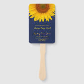 ネイビーブルーイエローサンフラワー結婚式 プログラムファン ハンドファン (正面)