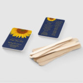 ネイビーブルーイエローサンフラワー結婚式 プログラムファン ハンドファン (組立なし)