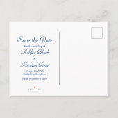 ネイビーブルーイエローダマスクサンフラワー日付を保存 案内ポストカード (裏面)