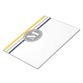 ネイビーブルーイエローパタストライプのーンモノグラム ノートパッド (アングル)