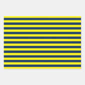 ネイビーブルーイエローパターン（の模様が）ある ラッピングペーパーシート (正面3)