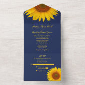 ネイビーブルーイエローヒマワリー結婚式出欠 オールインワン招待状 (内側)