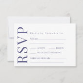 ネイビーブルーイエローフラワーガーデンウェディングRSVPカード 出欠カード (正面)