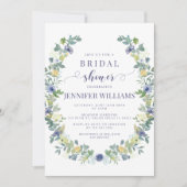 ネイビーブルーイエローフローラブライダルシャワー招待 招待状 (正面)