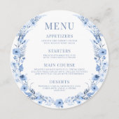 ネイビーブルーイエローフローラボーホラウンドメニューカードプレート メニュー (正面)