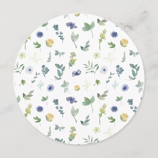 ネイビーブルーイエローフローラボーホラウンドメニューカードプレート メニュー (裏面)