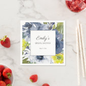 ネイビーブルーイエローホワイトフローラブライダルシャワー スタンダードカクテルナプキン (インサイチュ)