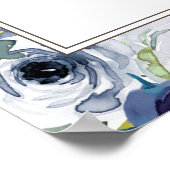 ネイビーブルーイエローホワイトフローラ結婚披露宴 ポスター (角)