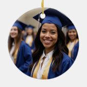ネイビーブルーイエロー卒業カスタム院写真 セラミックオーナメント (裏面)
