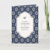 ネイビーブルーイカットオールインワンアナンドKarajシーク結婚ズ 招待状 (正面)