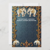ネイビーブルーインディアンゾウHindiラグジュアリーペイズリー 招待状 (裏面)