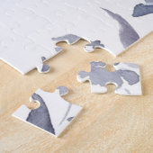 ネイビーブルーインディゴフローラ花水色 ジグソーパズル (側面)