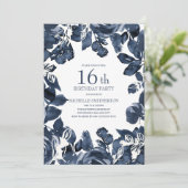 ネイビーブルーインディゴ葉誕生日16 招待状 (スタンド正面)