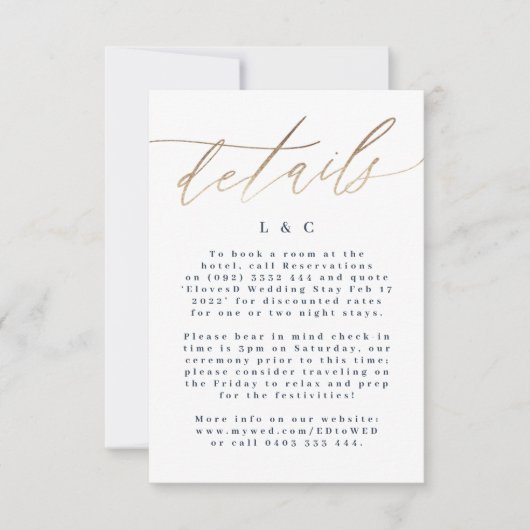 ネイビーブルーインフォアコモデーション結婚金ゴールド 出欠カード (正面)