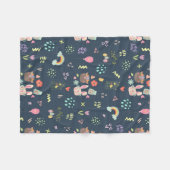 ネイビーブルーイースターバニー フリースブランケット (正面(横))